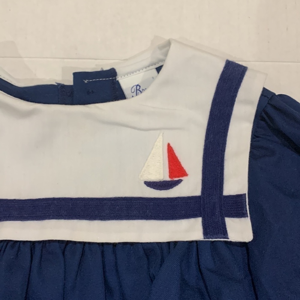 Charming Navy Sailor Dress with White‎ Trim - Picture 2 of 6